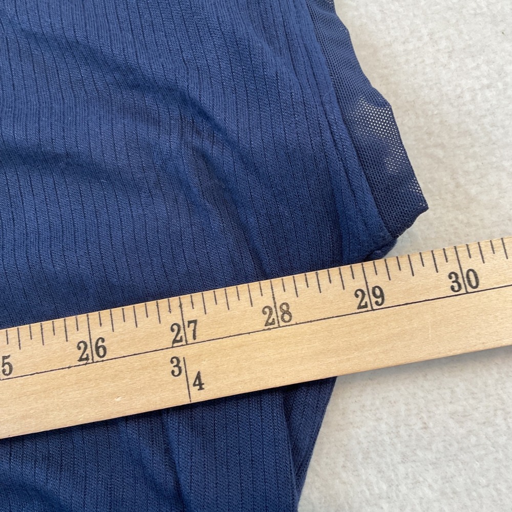 Soma Womens Navy Blue Ribbed Short Sleeve‎ Pajama Top Mesh Trim XXL Relaxed Fit - Picture 6 of 7